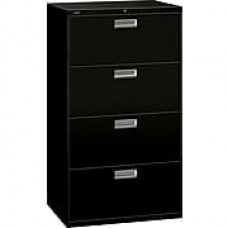 HON Brigade 600 Series 4 Drawer Lateral File Cabinet, Letter, Black, 30"W (674L-P) NEXT2018 NEXT2Day