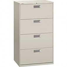 HON Brigade 600 Series 4 Drawer Lateral File Cabinet, Letter, Light Gray, 30"W (674L-Q) NEXT2018 NEXT2Day