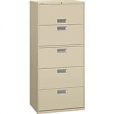 HON Brigade 600 Series 5 Drawer Lateral File Cabinet, Letter, Putty, 30"W (675L-L) NEXT2018 NEXT2Day