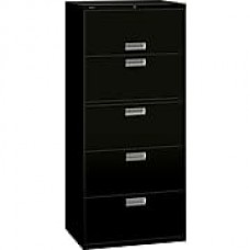 HON Brigade 600 Series 5 Drawer Lateral File Cabinet, Letter, Black, 30"W (675L-P) NEXT2018 NEXT2Day