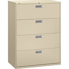 HON Brigade 600 Series Lateral File, 4 Drawers, Aluminum Pull, 42"W, Putty Finish NEXT2018 NEXT2Day