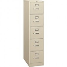 HON 310 Series 5 Drawer Vertical File Cabinet, Letter, Putty, 26-1/2"D (HON315PL) NEXT2018 NEXT2Day