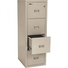 Fire King 1-Hour Fire Resistant Vertical File Cabinet, Letter/Legal, 4-Drawer, Parchment, 22 1/8"D, Truck to Loading Dock