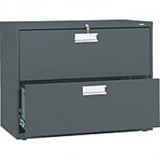 HON Brigade 600 Series Lateral File Cabinet, A4/Legal/Letter, 2-Drawer, Charcoal, 36"W