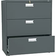 HON Brigade 600 Series Lateral File Cabinet, A4/Legal/Letter, 3-Drawer, Charcoal, 36"W