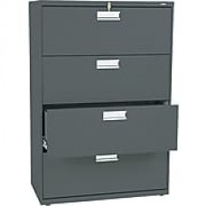 HON® Brigade 600 Series Lateral File Cabinet, A4/Legal/Letter, 4-Drawer, Charcoal, 19 1/4"D (684LS)