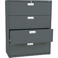 HON® Brigade 600 Series Lateral File Cabinet, A4/Legal/Letter, 4-Drawer, Charcoal, 19 1/4"D (694LS)