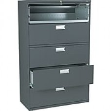 HON® Brigade 600 Series Lateral File Cabinet, A4/Legal/Letter, 5-Drawer, Charcoal, 19 1/4"D (695LS)