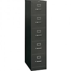 HON 310 Series 5 Drawer Vertical File Cabinet, Letter, Black, 26-1/2"D (HON315PP) NEXT2018 NEXT2Day