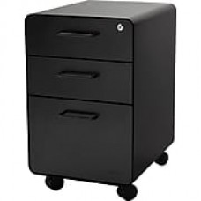 Poppin, Stow File Cabinet, Rolling 3-Drawer, Black (101390)