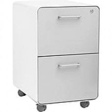 Poppin, Stow File Cabinet, Rolling 2-Drawer, White + Light Gray (102257)