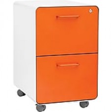 Stow 2-Drawer File Cabinet w/Casters, White + Orange