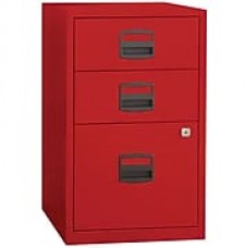 Bisley Three Drawer Steel Home or Office Filing Cabinet, Red, Letter/A4 (FILE3-RD)