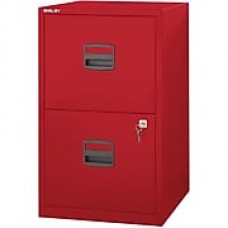 Bisley Two Drawer Steel Home or Office Filing Cabinet, Red, Letter/A4 (FILE2-RD)