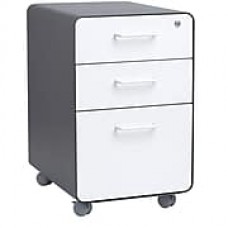 Poppin Stow 3-Drawer File Cabinet, Rolling, Letter/Legal, Charcoal + White (103698)