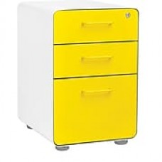 Poppin, Stow File Cabinet, 3-Drawer, White + Yellow (100426)