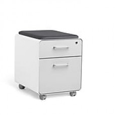 Poppin White + Light Gray Mini Stow 2-Drawer Vertical File Cabinet, Rolling, Light Gray (104732)