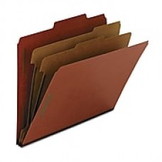 Smead 100% Recycled Pressboard Classification File Folder, 2 Dividers, 2" Expansion, Letter Size, Red, 10 per Box (14024)