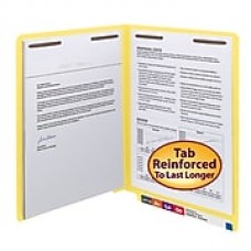 Smead End Tab Fastener File Folder, Shelf-Master Reinforced Straight-Cut Tab, 2 Fasteners, Letter, Yellow, 50/Box (25940)