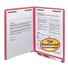 Smead End Tab Fastener File Folder, Shelf-Master Reinforced Straight-Cut Tab, 2 Fasteners, Letter, Red, 50/Box (25740)