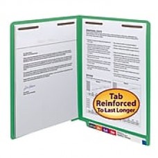 Smead End Tab Fastener File Folder, Shelf-Master Reinforced Straight-Cut Tab, 2 Fasteners, Letter, Green, 50/Box (25140)