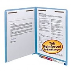 Smead End Tab Fastener File Folder, Shelf-Master Reinforced Straight-Cut Tab, 2 Fasteners, Letter, Blue, 50/Box (25040)