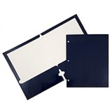 JAM Paper® 2 Pocket Laminated Glossy 3 Hole Punched School Folders, Navy Blue, 25/Pack (385GHPNAD)