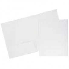 JAM Paper® 2 Pocket Laminated Glossy Presentation Folders, White, 25/Pack (385GWHD)