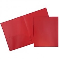 JAM Paper® Plastic 2 Pocket Pop School Folders, Red, 96/pack