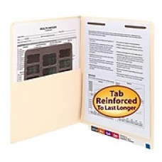 Smead End Tab Pocket Folder with Fastener, Straight-Cut Tab, 1 Pocket, Letter Size, Manila, 50/Box (34100)