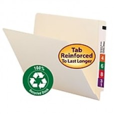 Smead End Tab 100% Recycled File Folder, Shelf-Master Reinforced Straight-Cut Tab, Letter Size, Manila, 100/Box (24160)