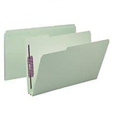 Smead Pressboard File Folder with SafeSHIELD Fasteners, 1/3-Cut Tab, 2" Exp., Legal, Gray/Green, 25/Box (19934)