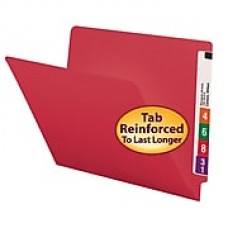 Smead Colored End Tab File Folder, Shelf-Master Reinforced Straight-Cut Tab, Letter Size, Red, 100/Box (25710)