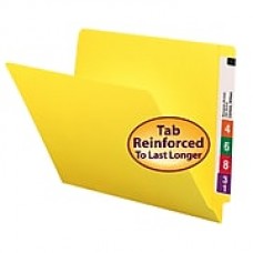 Smead Colored End Tab File Folder, Shelf-Master Reinforced Straight-Cut Tab, Letter Size, Yellow, 100/Box (25910)