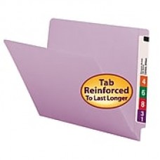 Smead Colored End Tab File Folder, Shelf-Master Reinforced Straight-Cut Tab, Letter Size, Lavender, 100/Box (25410)