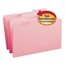 Smead File Folder, Reinforced 1/3-Cut Tab, Legal Size, Pink, 100 per Box (17634)