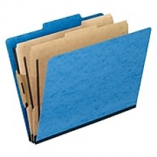 Oxford Six-Section Colored PressGuard Classification Folders, Light Blue, 10/Box