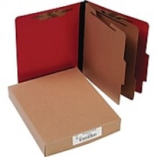 Presstex Color-Coded Top-Tab Folders with Fasteners, 2 Partition/6 Fasteners, Red, LETTER-size, Holds 8 1/2" x 11", 10/Bx