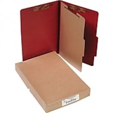 ACCO Pressboard Classification Folder with Fasteners, 4 Parts, Earth Red, Legal size Holds 8 1/2" x 14" Sheets, 10/Pk