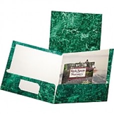 Oxford Marble Design Laminated High Gloss Twin Pocket Folder, Emerald Green, 25/box