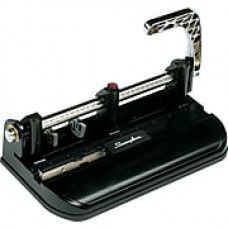 Swingline® Accented Heavy Duty 2-7 Hole Punch, Adjustable Centers, 40 Sheet Capacity, Black with Woodgrain Accents (A7074400)