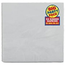 Amscan Big Party Pack Dinner Napkin, 2-Ply, Silver, 6/Pack, 50 Per Pack (62215.18)