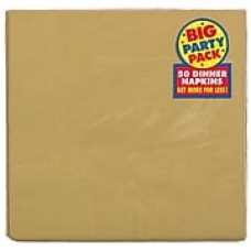 Amscan Big Party Pack Dinner Napkin, 2-Ply, Gold, 6/Pack, 50 Per Pack (62215.19)