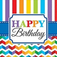 Amscan Bright Birthday Lunch Napkins, 6.5'' x 6.5'', Rainbow, 8/Pack, 16 Per Pack (511465)