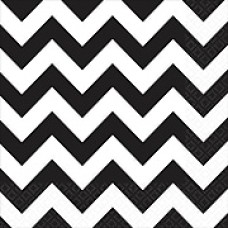 Amscan Chevron Lunch Napkins, 6.5'' x 6.5'', Jet Black, 8/Pack, 16 Per Pack (511492.10)