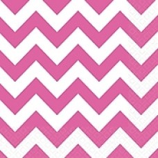 Amscan Chevron Lunch Napkins, 6.5'' x 6.5'', Bright Pink, 8/Pack, 16 Per Pack (511492.103)