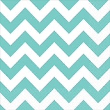 Amscan Chevron Lunch Napkins, 6.5" x 6.5", Robyn's Egg, 8/Pack, 16 Per Pack (511492.121)