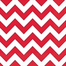 Amscan Chevron Lunch Napkins, 6.5" x 6.5", Apple Red, 8/Pack, 16 Per Pack (511492.4)