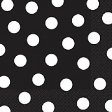 Amscan Polka Dots Lunch Napkins, 6.5'' x 6.5'', Jet Black, 8/Pack, 16 Per Pack (511537.10)