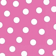 Amscan Polka Dots Lunch Napkins, 6.5'' x 6.5'', Bright Pink, 8/Pack, 16 Per Pack (511537.103)